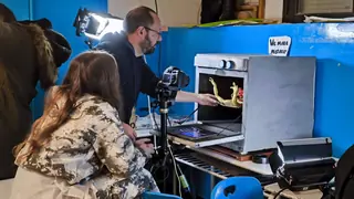 Detrás de escena de «La pizza viviente»